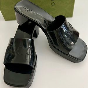 Gucci
Gucci Black Rubber Logo Embossed Platform Slide Sandals